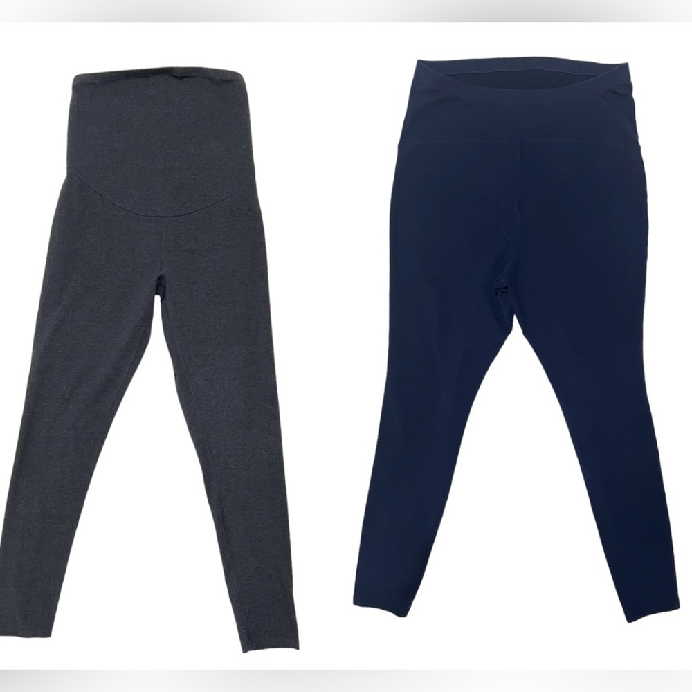 Maternity Leggings Bundle Navy Blue Old Navy & Dark Grey a:glow, Size Large